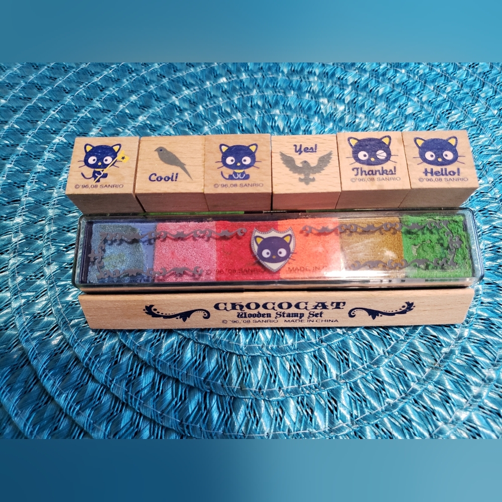 Vintage 2008 Chococat Wooden Stamp Set